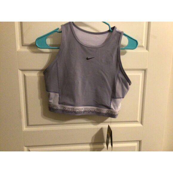 Nike Pro Dri-FIT Cropped Training Tank Top DX0061 519 Purple S‎ - Picture 1 of 2